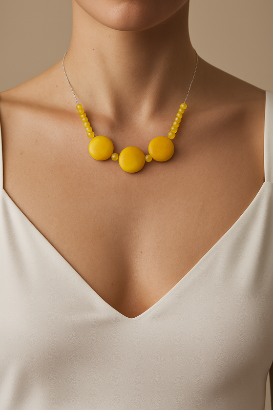 Colier de argint cu jad galben