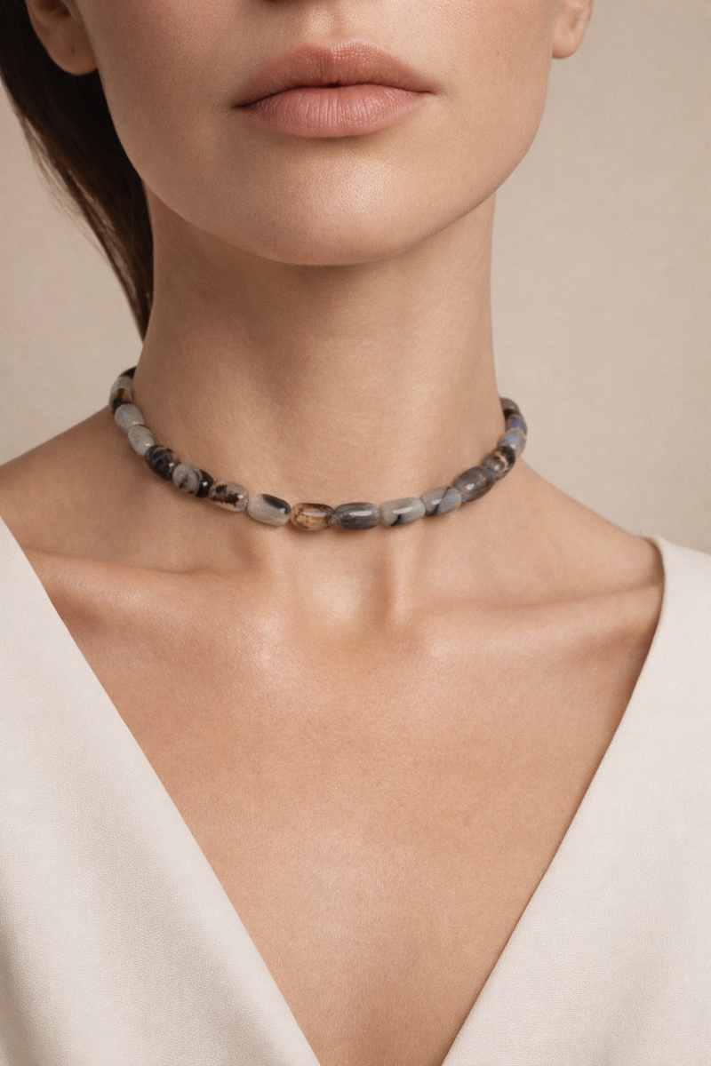 Choker din argint 925 cu agate | Riviera