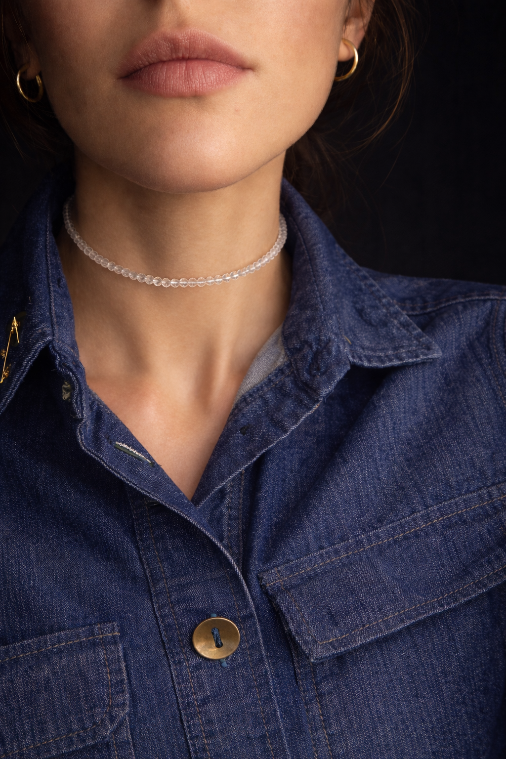 Choker din argint 925 cu cristal de stâncǎ | Lumina