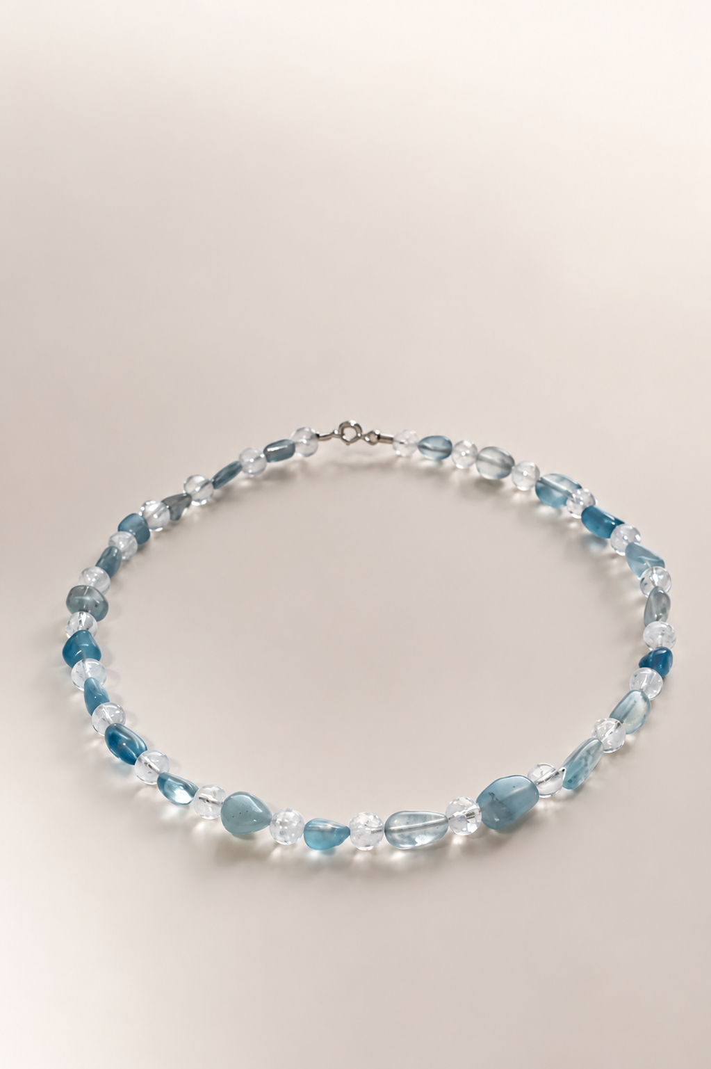 Colier din argint 925 cu acvamarin si cristal de stâncǎ | Aqua Clara