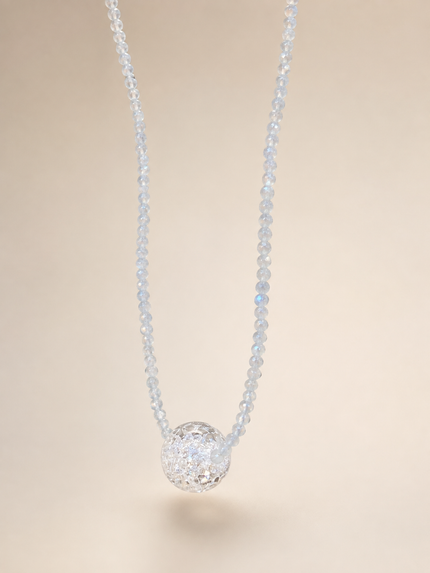 Choker din argint 925 cu acvamarin şi cristal de stâncǎ | Azzurra