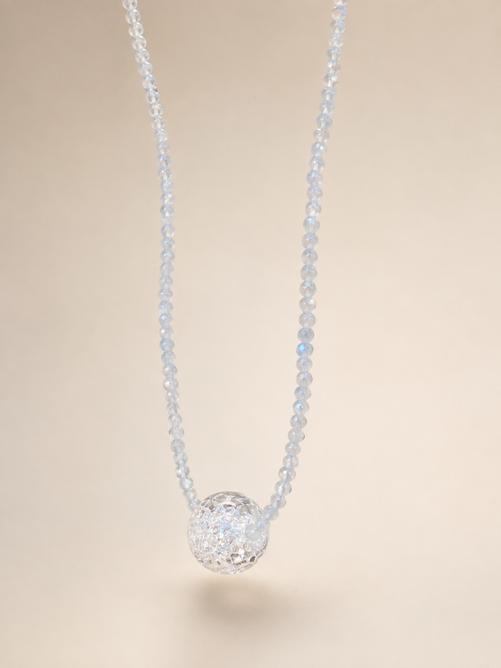 Choker din argint 925 cu acvamarin şi cristal de stâncǎ | Azzurra