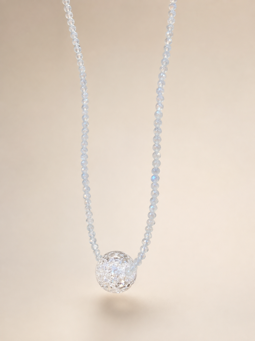 Choker din argint 925 cu acvamarin şi cristal de stâncǎ | Azzurra