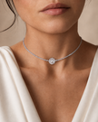 Choker din argint 925 cu acvamarin şi cristal de stâncǎ | Azzurra