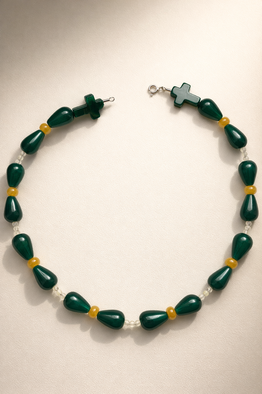 Choker din argint 925 cu jad si cuart | Verde Sole
