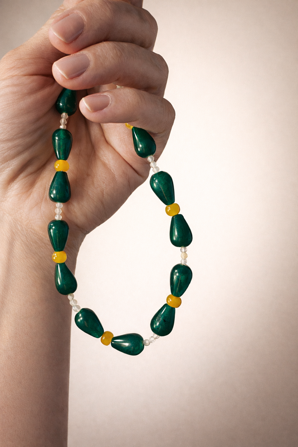 Choker din argint 925 cu jad si cuart | Verde Sole