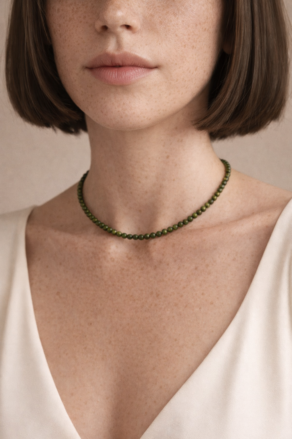 Choker din argint 925 cu jad canadian | Verde Vivo