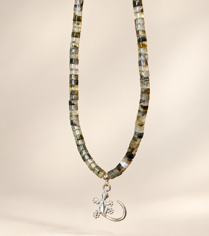 Choker din argint 925 cu prehnit | Lacerta