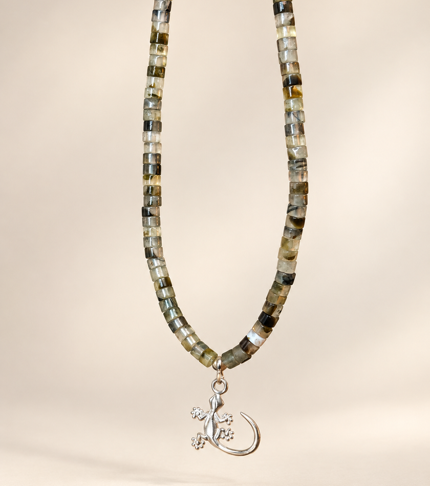 Choker din argint 925 cu prehnit | Lacerta