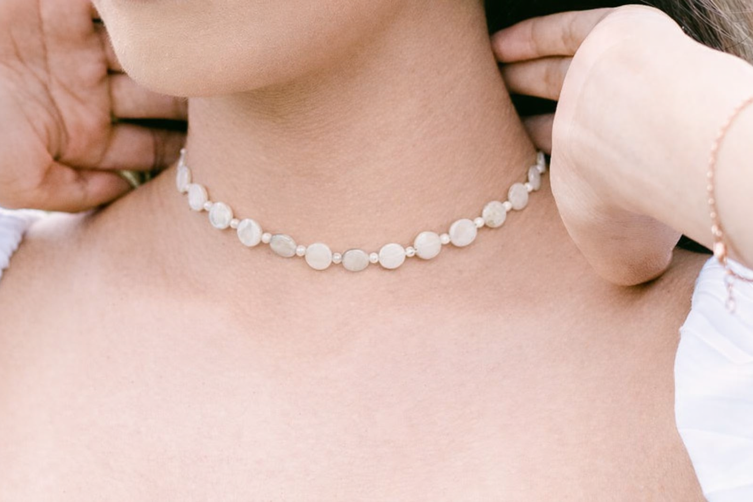 Choker din argint 925 cu sidef | Luna Alba