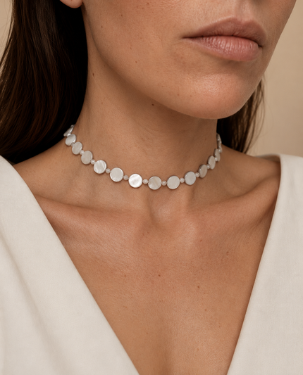 Choker din argint 925 cu sidef | Luna Alba