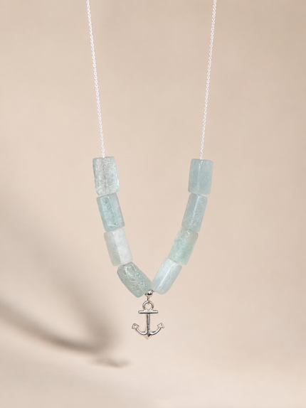 Colier din argint 925 cu pietre de acvamarin | Azure Anchor