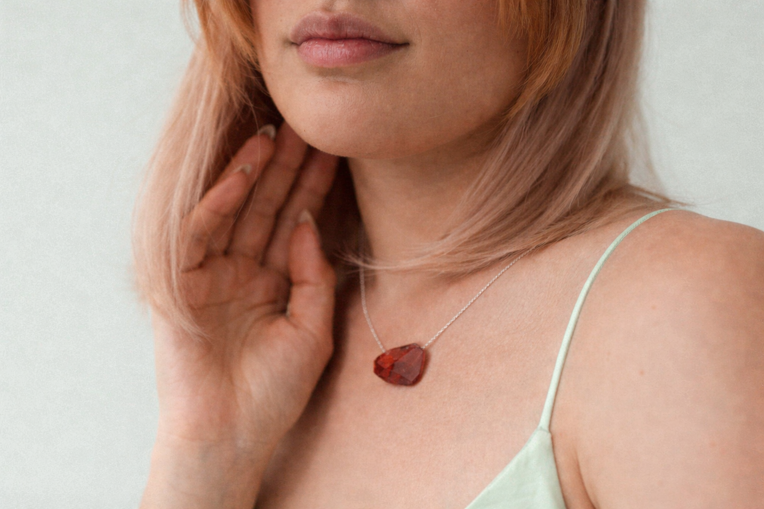 Colier din argint 925 cu agat masiv | Rosso di Portofino