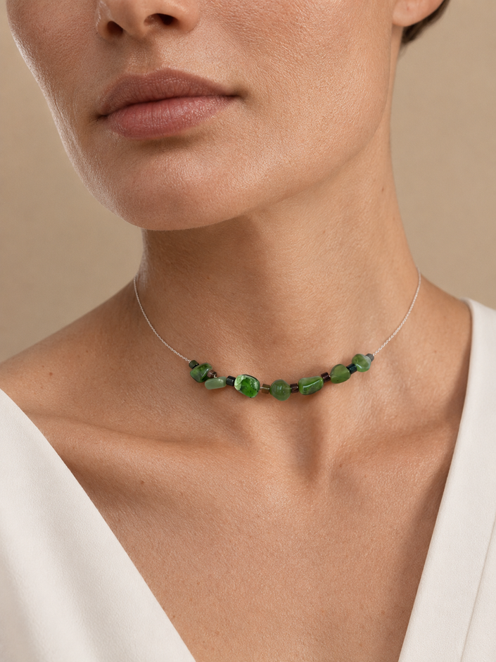 Colier din argint 925 cu jad si agate | Veridian
