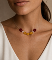 Colier din argint 925 cu  jad, agate și cristal de stâncǎ | Flora Ignis