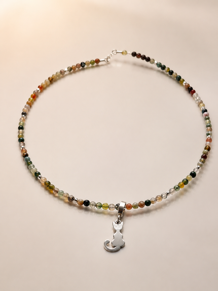 Choker din argint 925 cu agate | Whispering Cat