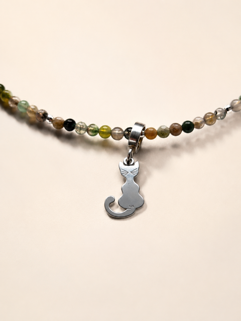 Choker din argint 925 cu agate | Whispering Cat