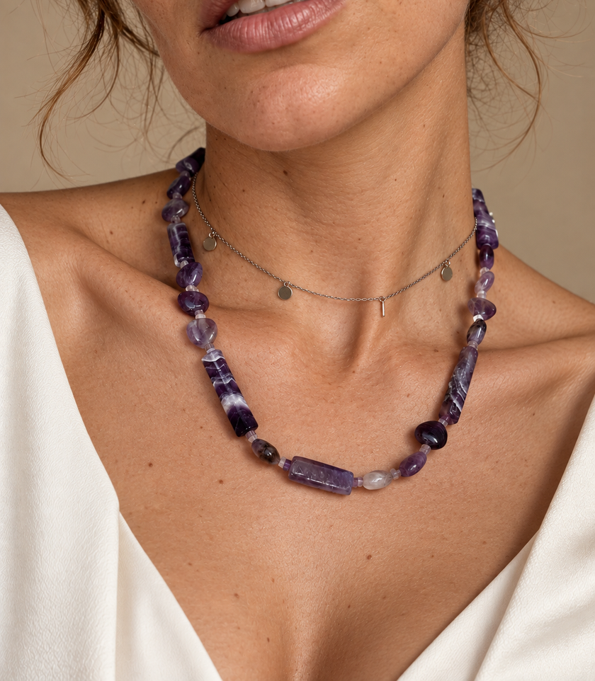 Colier din argint 925 cu ametist | Amethysia
