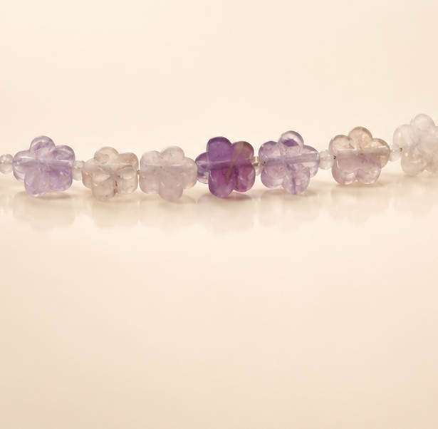 Choker din argint 925 cu ametist natural sculptat în formă de flori | Flora Amethysta