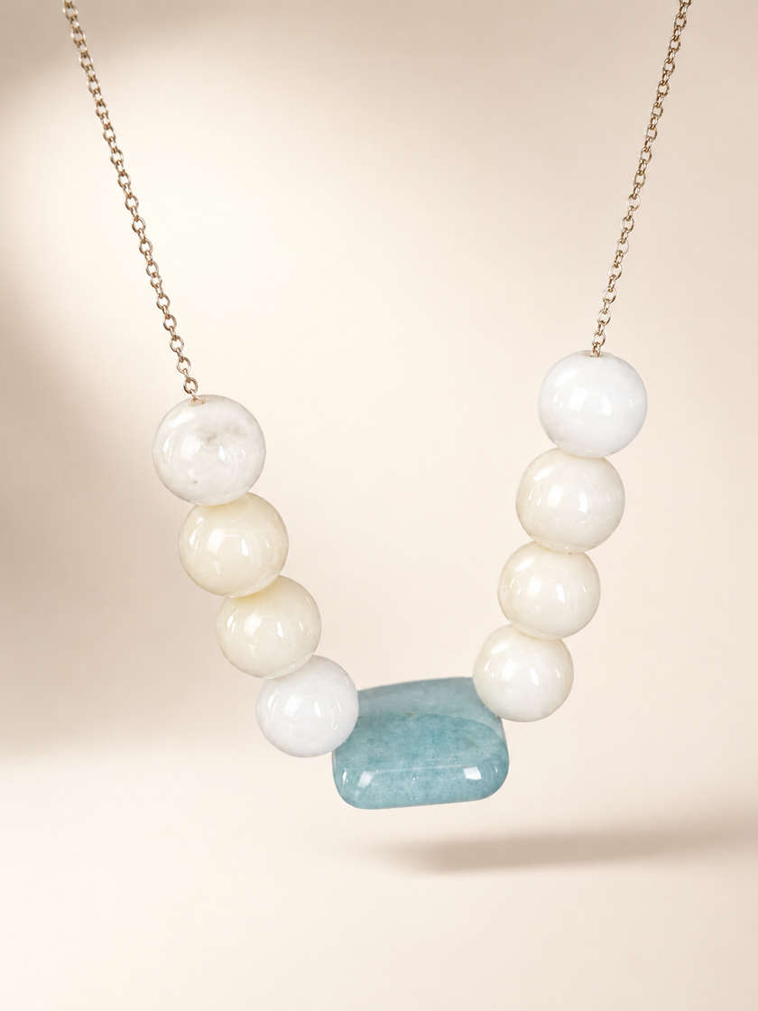 Colier din argint 925 cu opal si angelit | Etherea