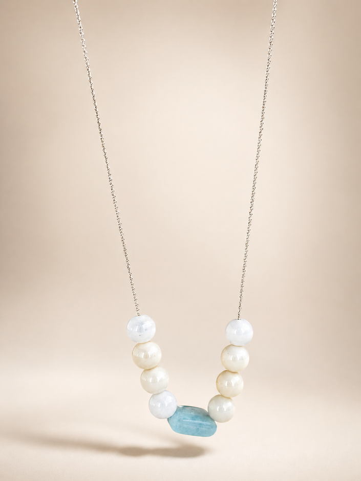 Colier din argint 925 cu opal si angelit | Etherea