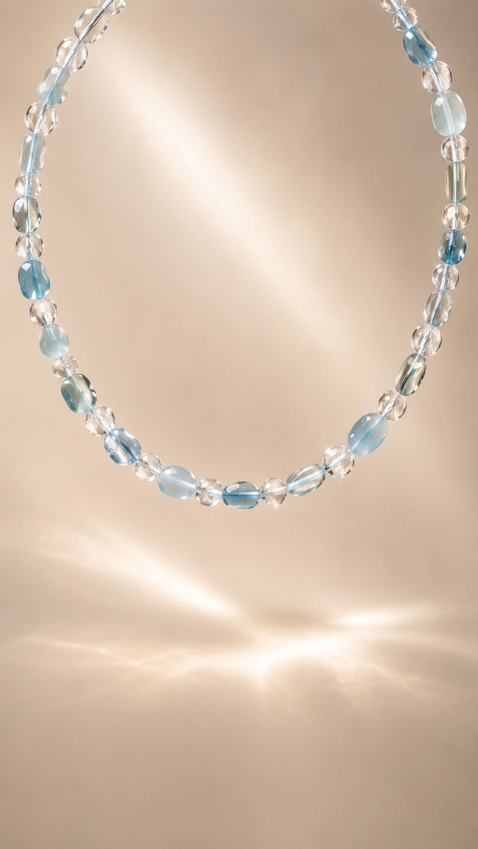 Colier din argint 925 cu acvamarin si cristal de stâncǎ | Aqua Clara