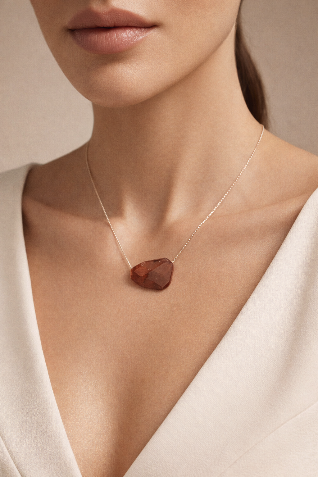 Colier din argint 925 cu agat masiv | Rosso di Portofino