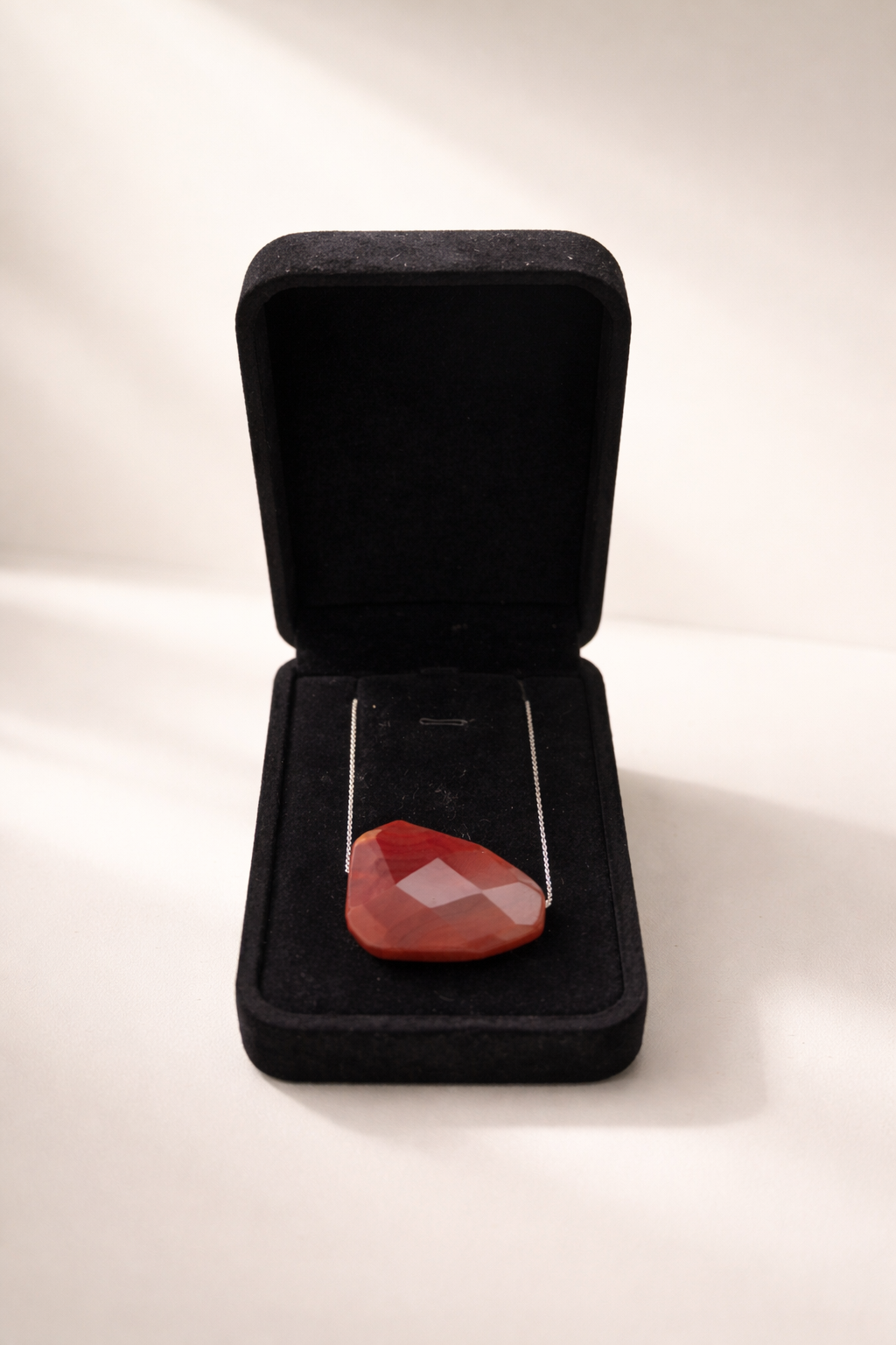 Colier din argint 925 cu agat masiv | Rosso di Portofino