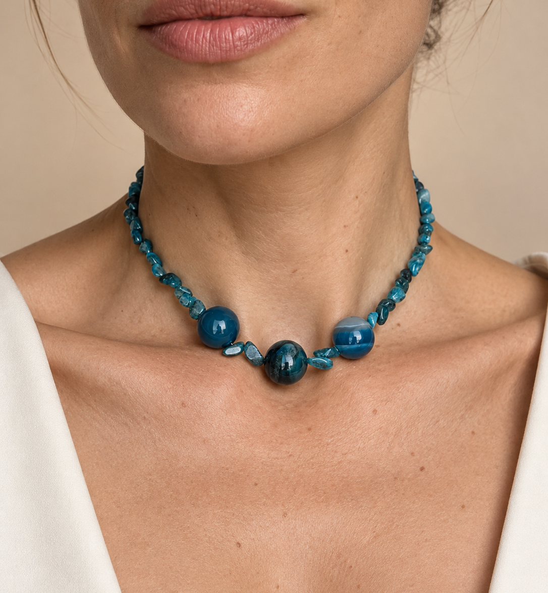 Choker din argint 925 cu agate | Marea