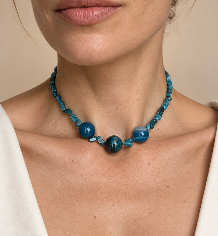 Choker din argint 925 cu agate | Marea