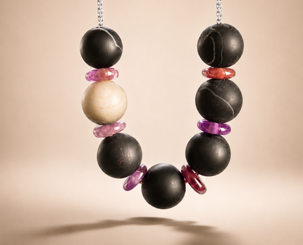 Colier din argint 925 cu agate şi ametist | Noctis Rosa