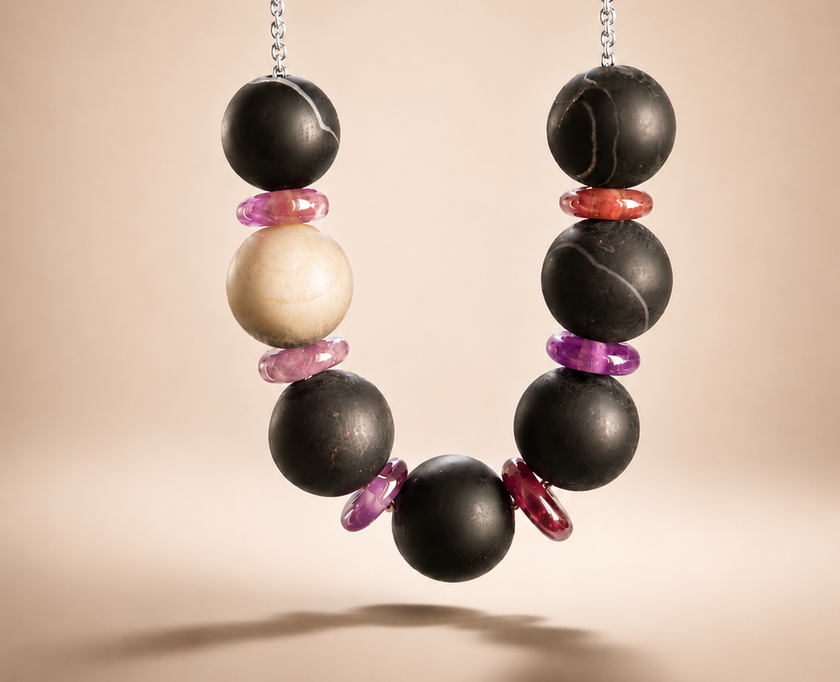 Colier din argint 925 cu agate şi ametist | Noctis Rosa
