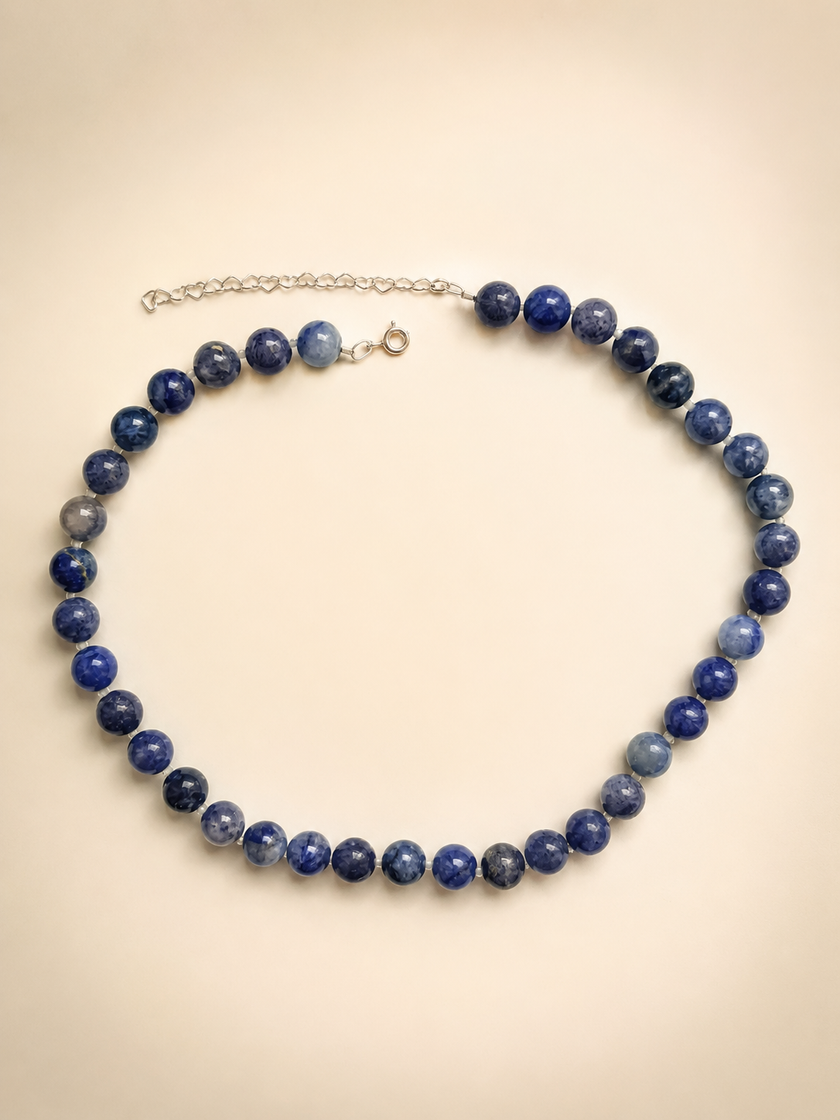 Choker din argint 925 cu aventurin şi acvamarin | Cielo