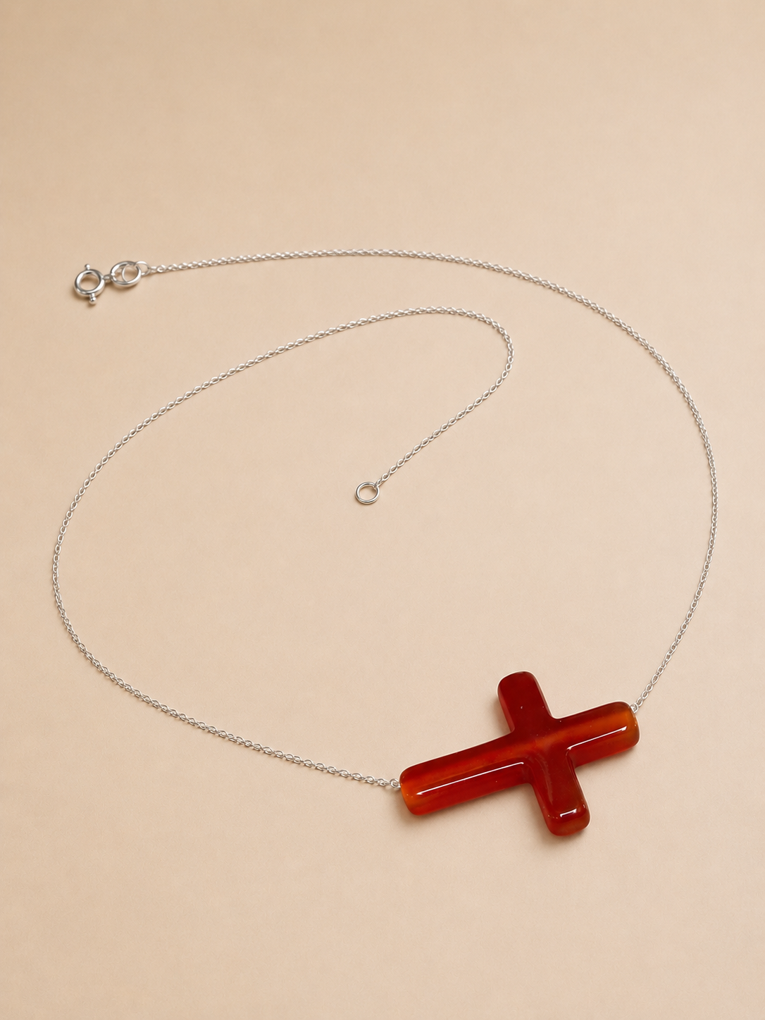 Colier din argint 925 cu crucifix carneol | Ignis Sacrum