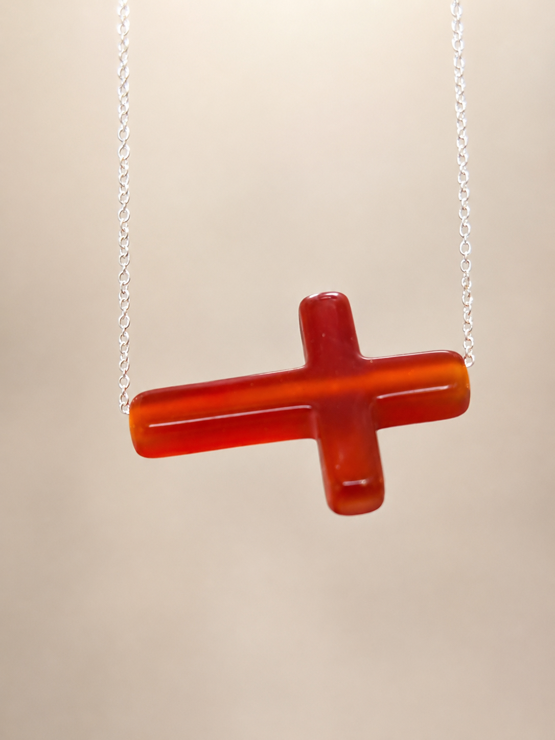 Colier din argint 925 cu crucifix carneol | Ignis Sacrum