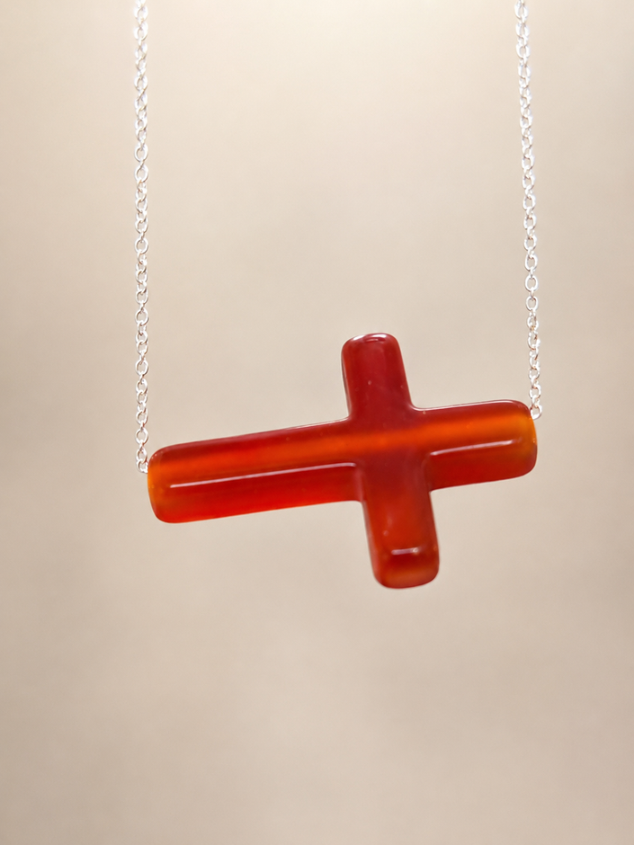Colier din argint 925 cu crucifix carneol | Ignis Sacrum