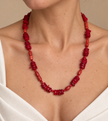 Colier din argint 925 asimetric cu coral | Rubrina