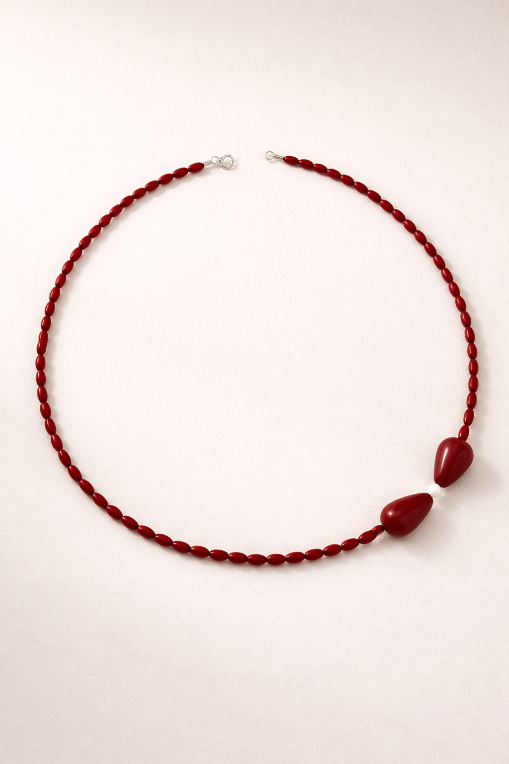 Choker din argint 925 cu coral si jad | Flora Rosso