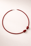 Choker din argint 925 cu coral si jad | Flora Rosso