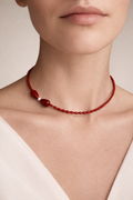 Choker din argint 925 cu coral si jad | Flora Rosso