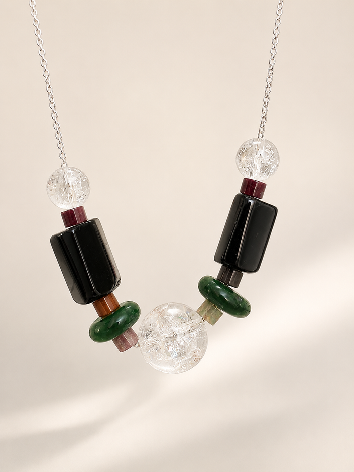 Colier din argint 925 cu jad şi agate | Echinox