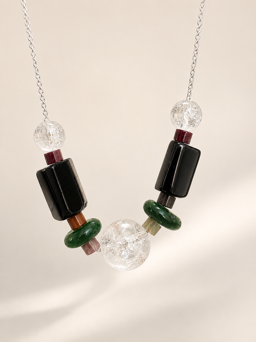 Colier din argint 925 cu jad şi agate | Echinox