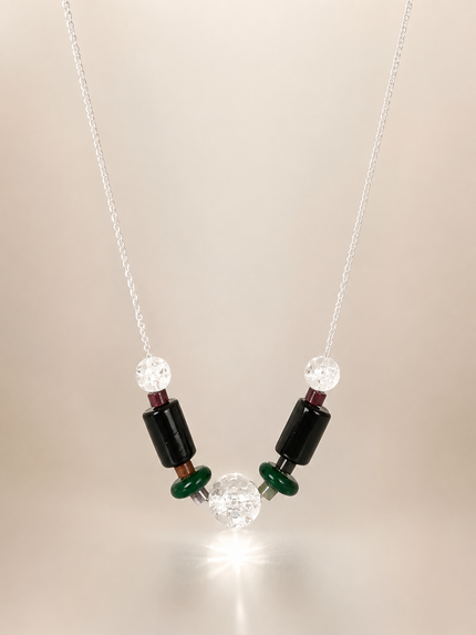 Colier din argint 925 cu jad şi agate | Echinox