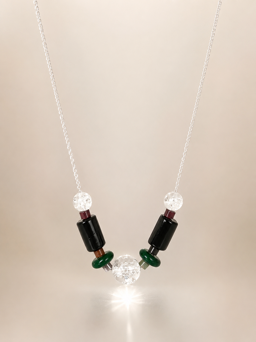 Colier din argint 925 cu jad şi agate | Echinox