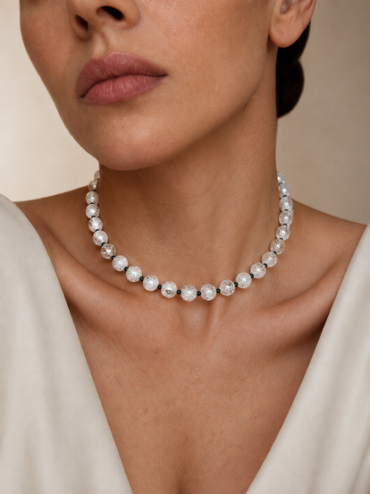 Choker din argint 925 cu cristal de gheațǎ şi spinel | Nix