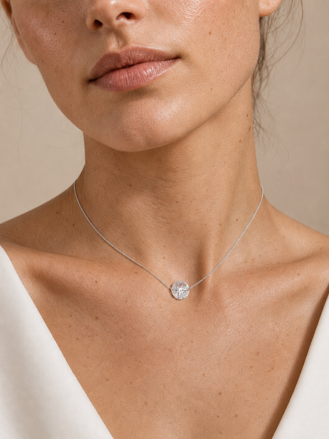 Colier din argint 925 cu cristal de stâncǎ | Aqua