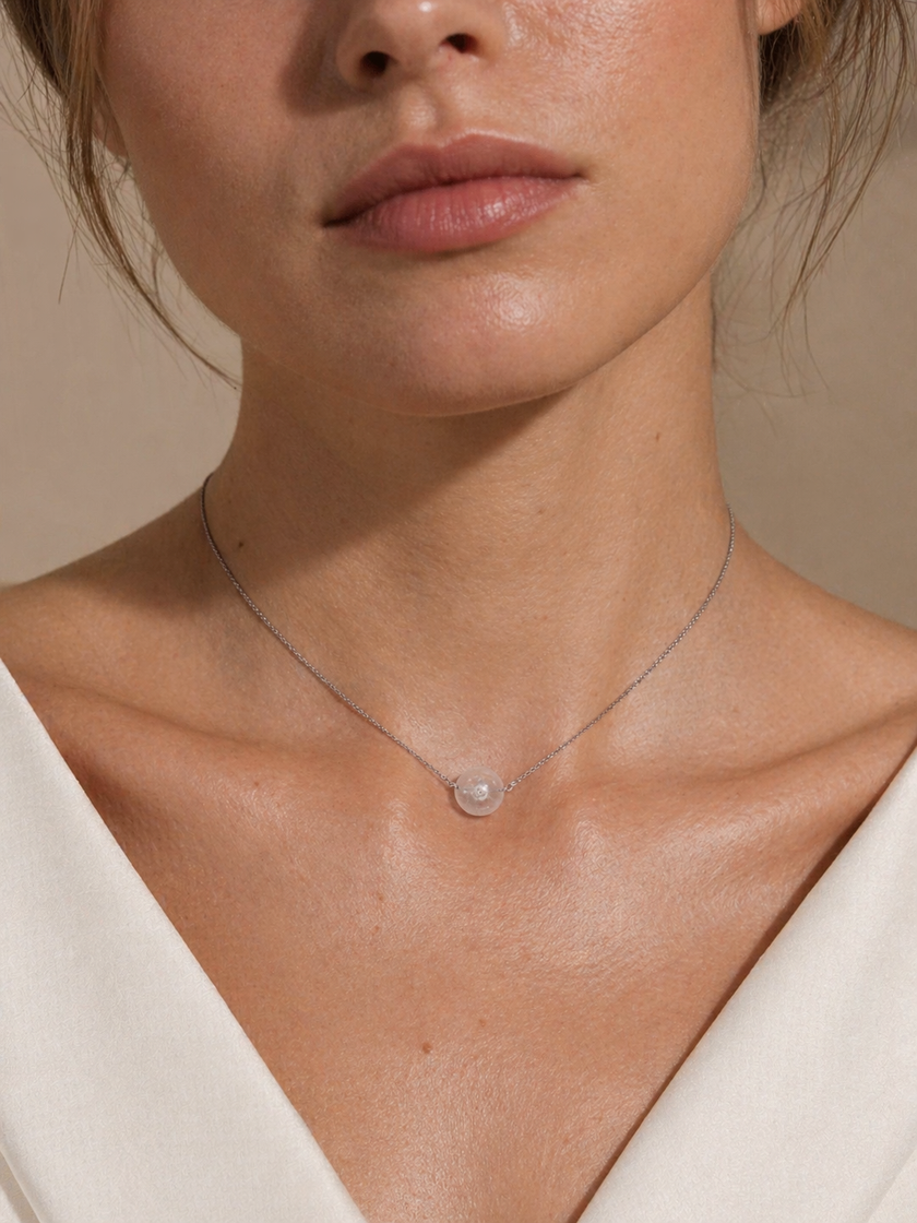Colier din argint 925 cu cristal de stâncǎ | Aqua