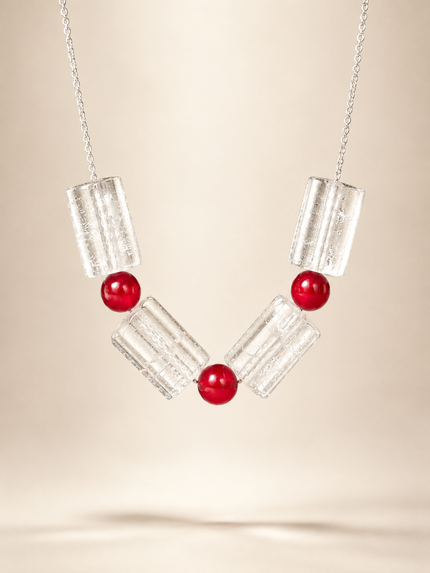 Colier din argint 925 cu jad si cristal de stâncǎ | Rubra Lux