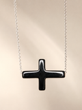 Colier din argint 925 cu crucifix din onix | Nox Aurea