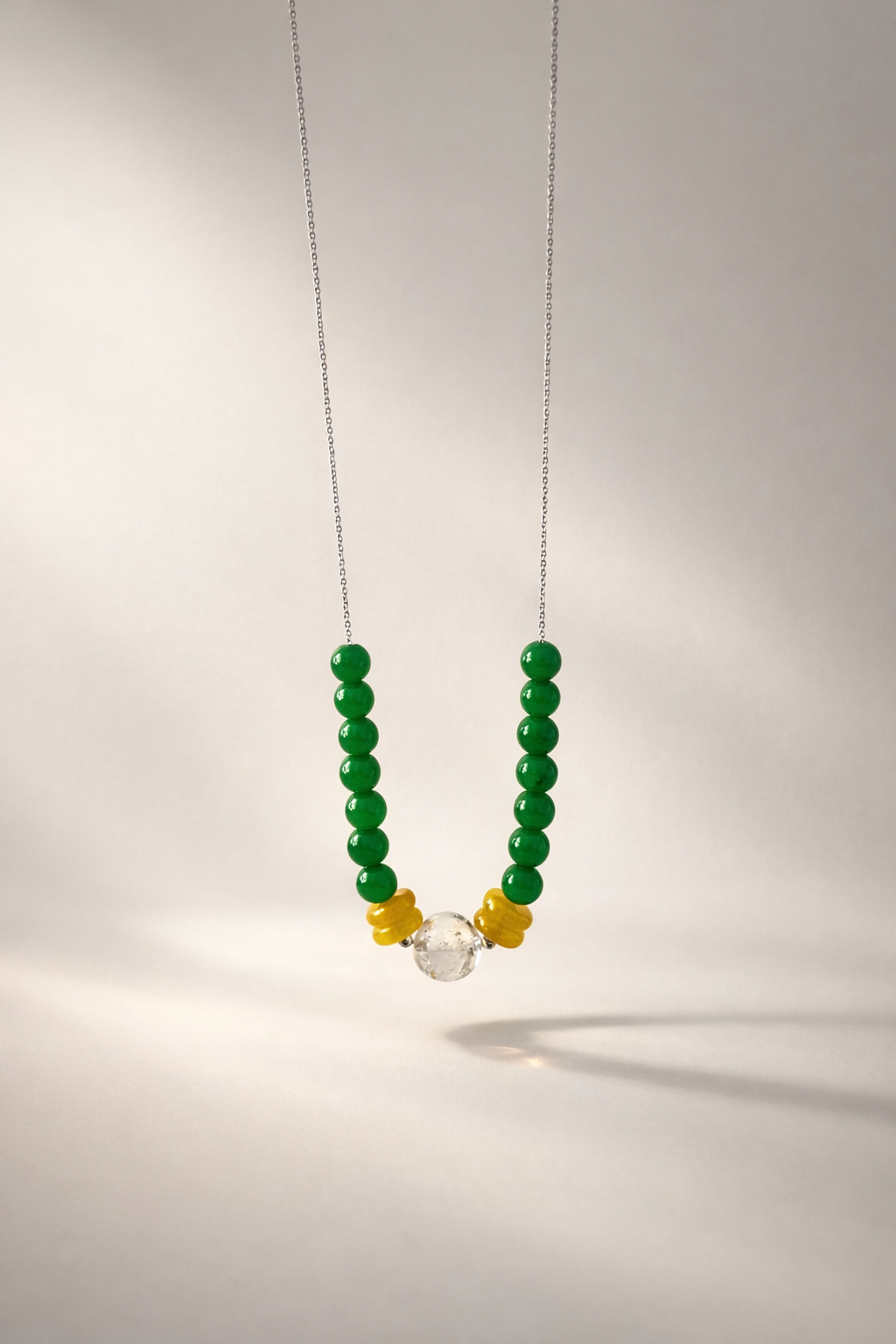 Colier din argint 925 cu jad şi cristal de stanca | Helios Verde